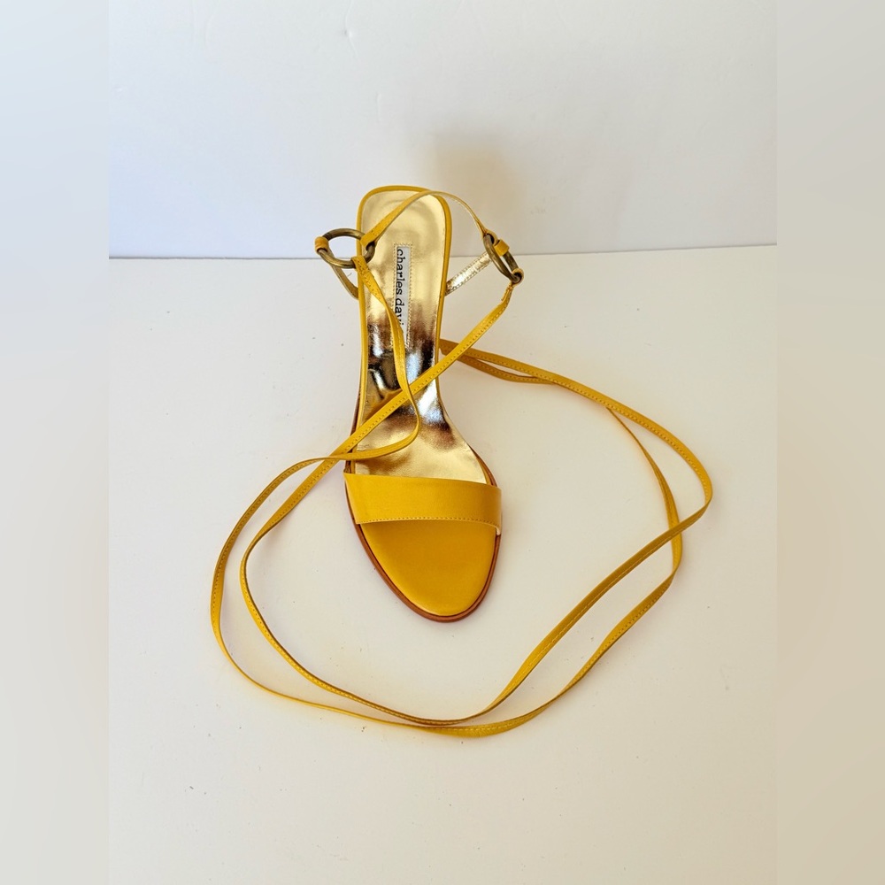 Charles David Mustard Yellow Strappy Sandals - Picture 7 of 9